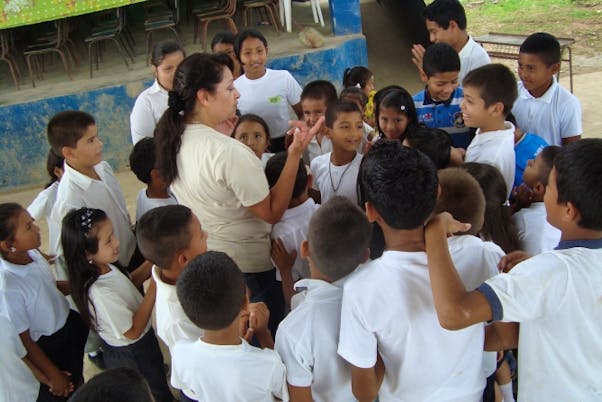 Monica with kids