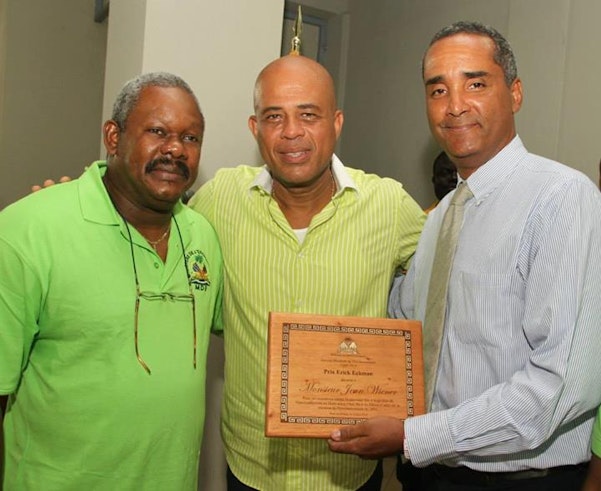 Minister of Environmnet Jean-Francois Thomas, HE President Michael Martelly, and FoProBiM Director, Jean Wiener