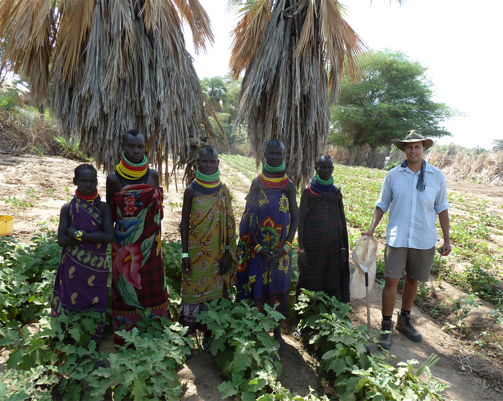 Dino with Turkana farmers