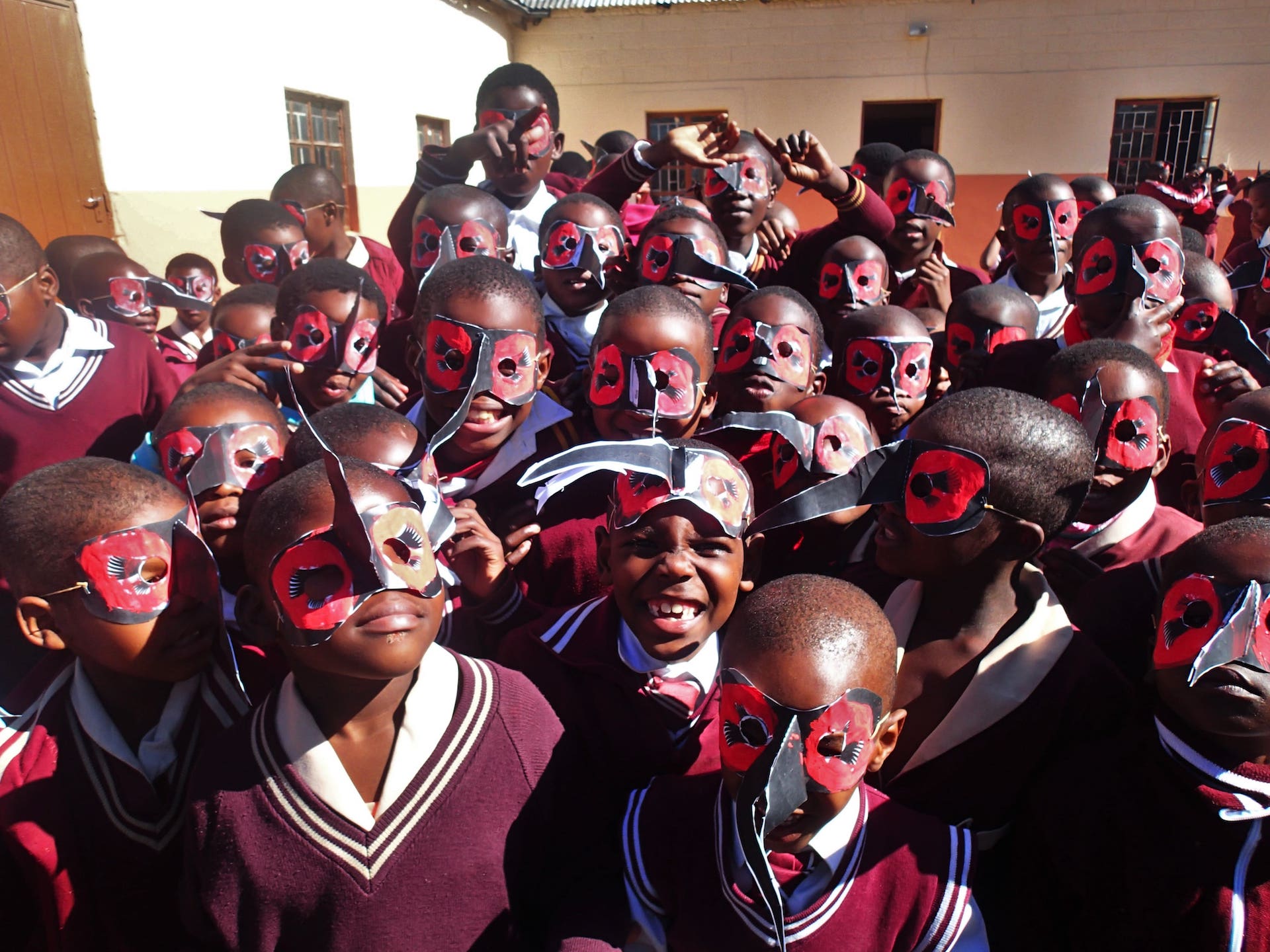 Education - A group of young ground-hornbills ready to head home and tell their families all about these amazing birds CREDIT Nthabiseng Monama