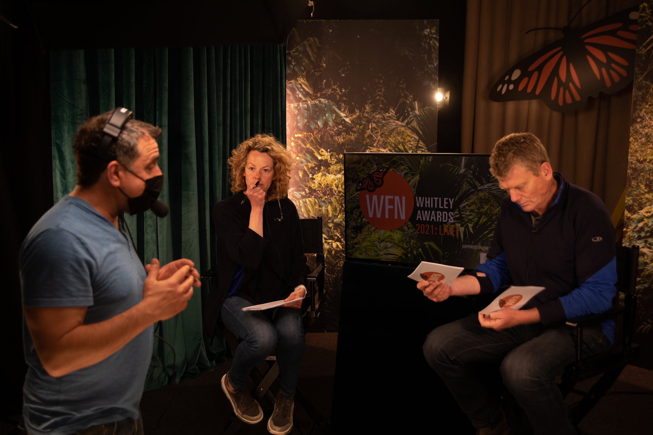 Charity Ambassadors and hosts for the evening, Tom Heap and Kate Humble, rehearse with the Floating Harbour production crew