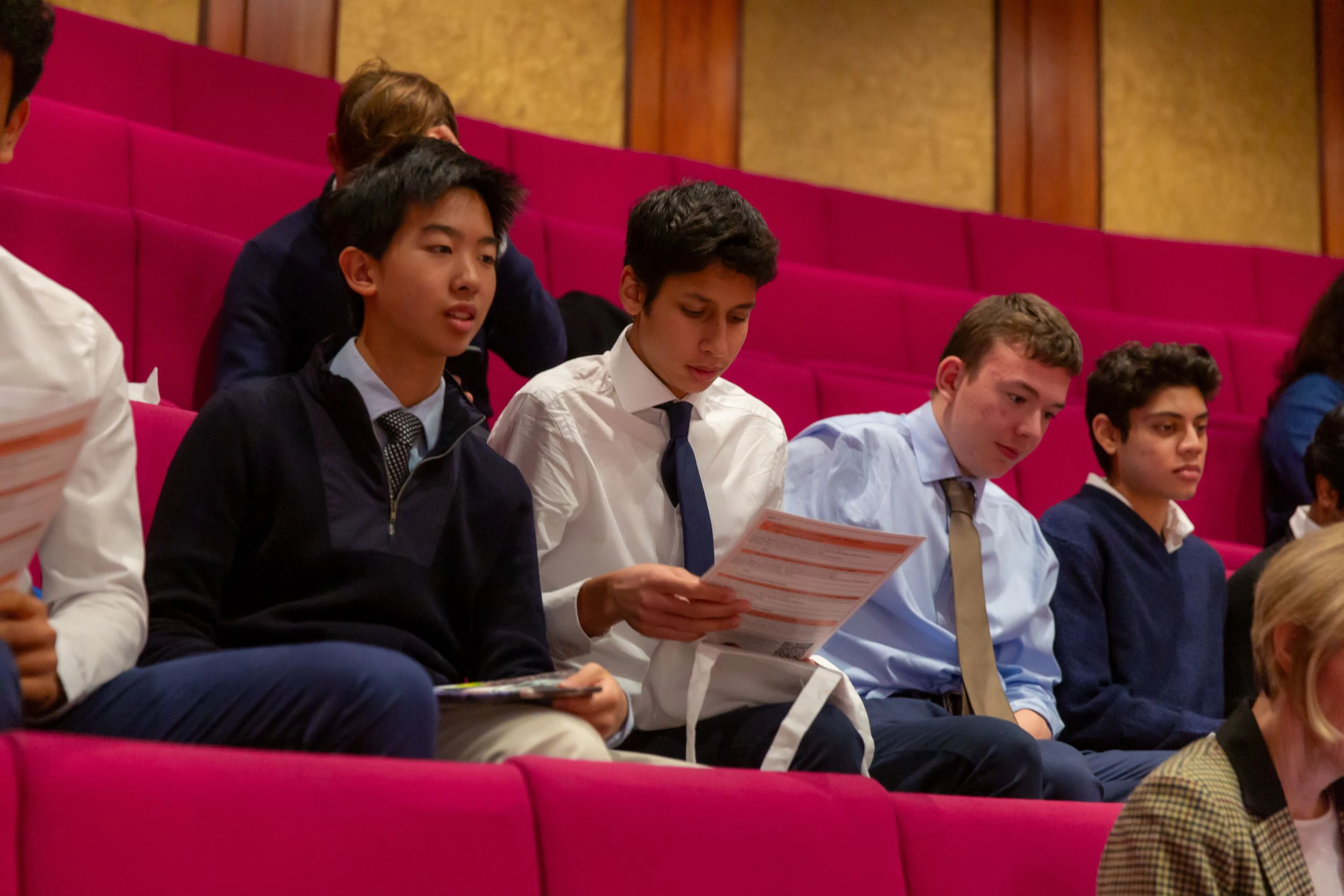 Students from St Pauls School, London engaged with the discussion.