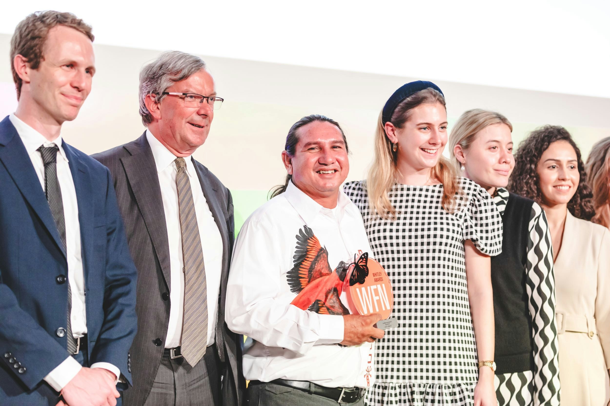 Winners celebrated their Award win with their donors. Here, Leroy Ignacio is joined on stage by the team from Inigo, who sponsor his Whitley Award.