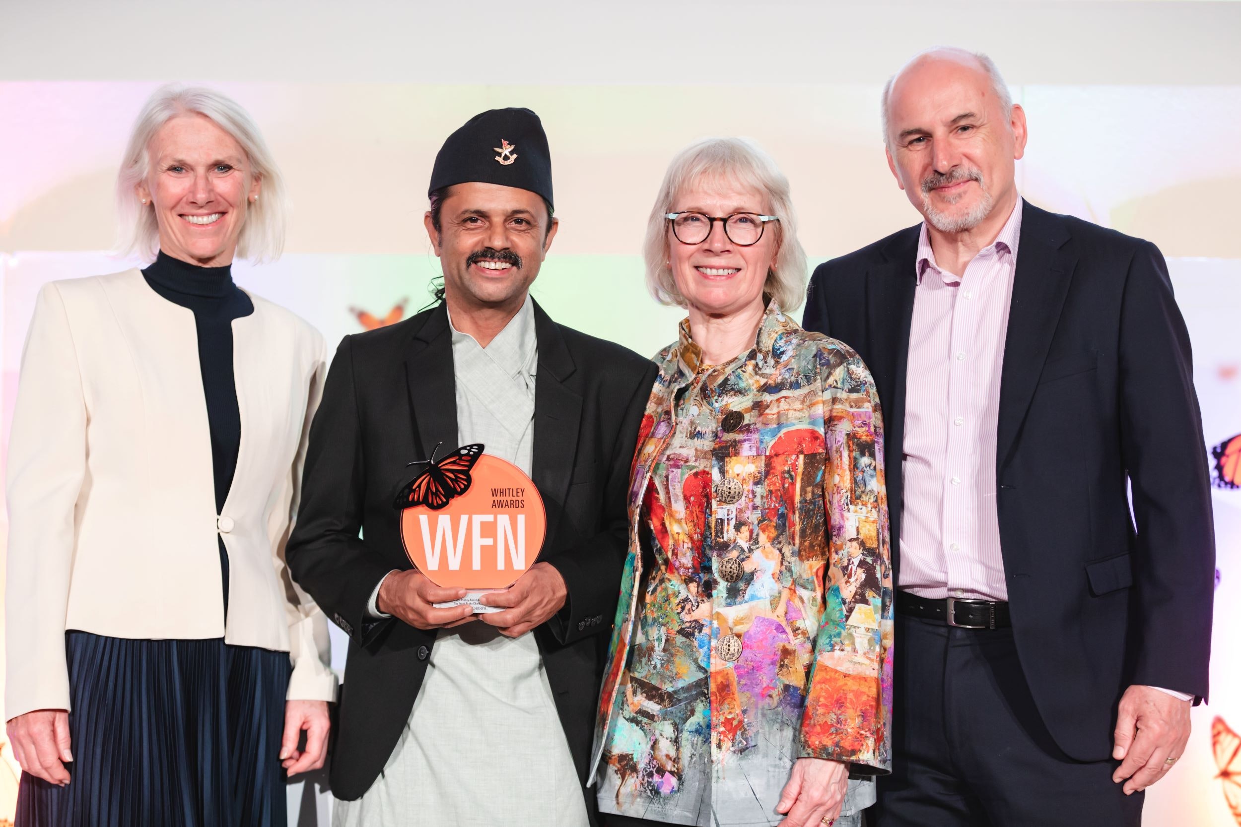 Raju Acharya, Nepal's 'Owl Sir' is joined by his Award donors.